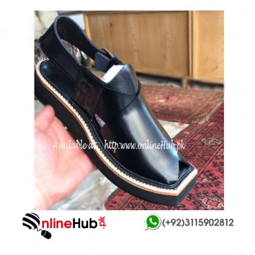 PESHAWAR ZALMI CHAPPAL DESIGN DARREN SAMI BLACK CHAPPAL 