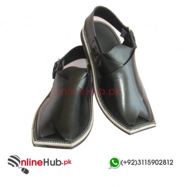 PESHAWARI SINGLE SOLE BLACK COLOR TRADITIONAL KHERI