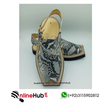 Kaptaan Chappal Snake Printed Leather  | KSC003