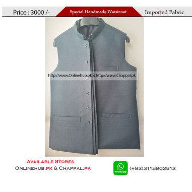 WASKET CHITRALI PURE WOOL MIX WOOL PLAIN WAISTCOAT